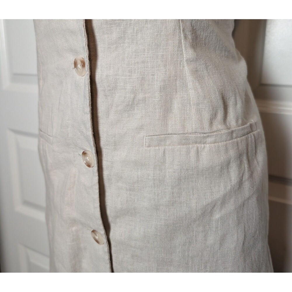 Abercrombie & Fitch Size S The Mara Dress Blazer Vest Mini Linen Blend Oatmeal - Picture 5 of 10